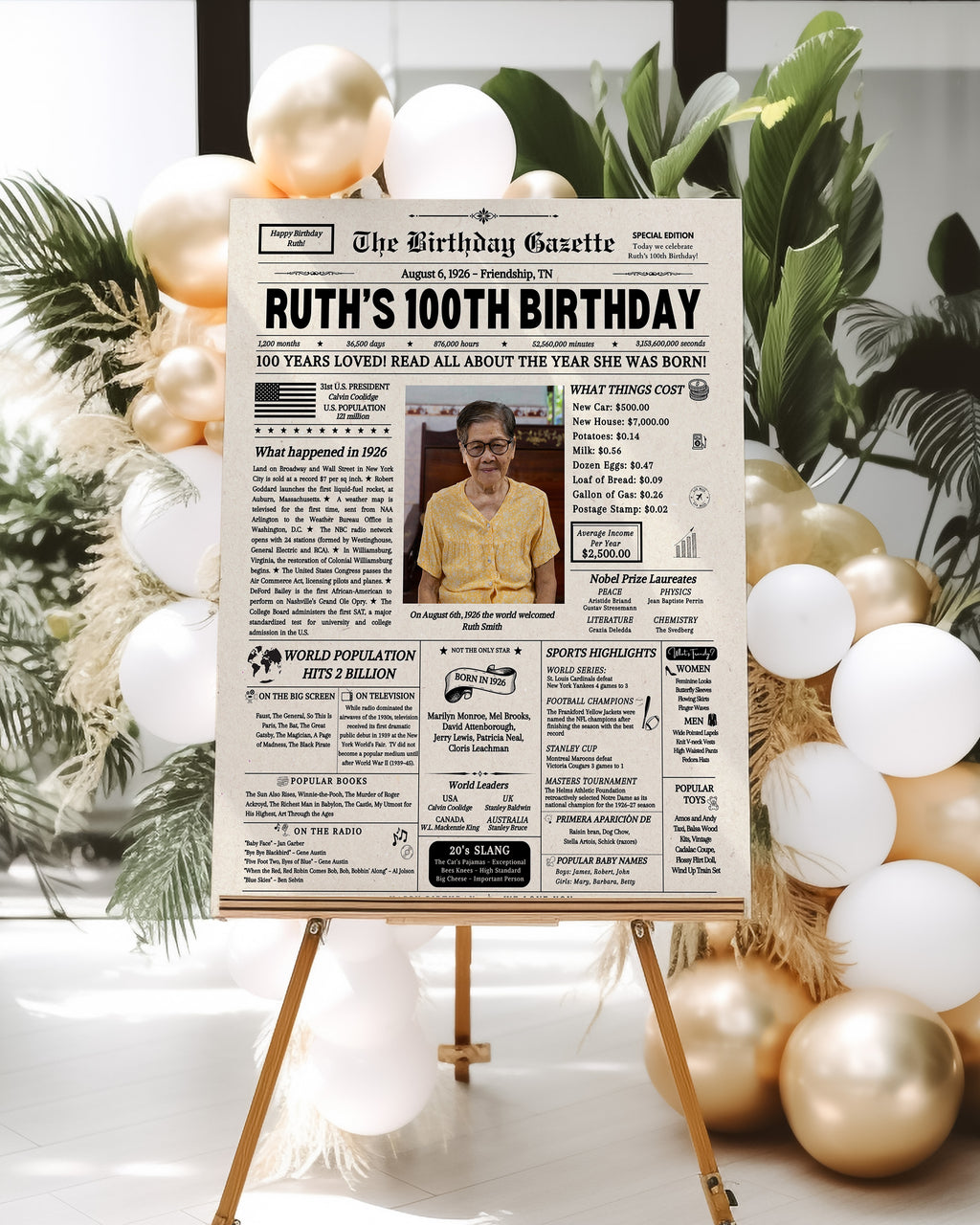 100th Birthday Newspaper Customized USA