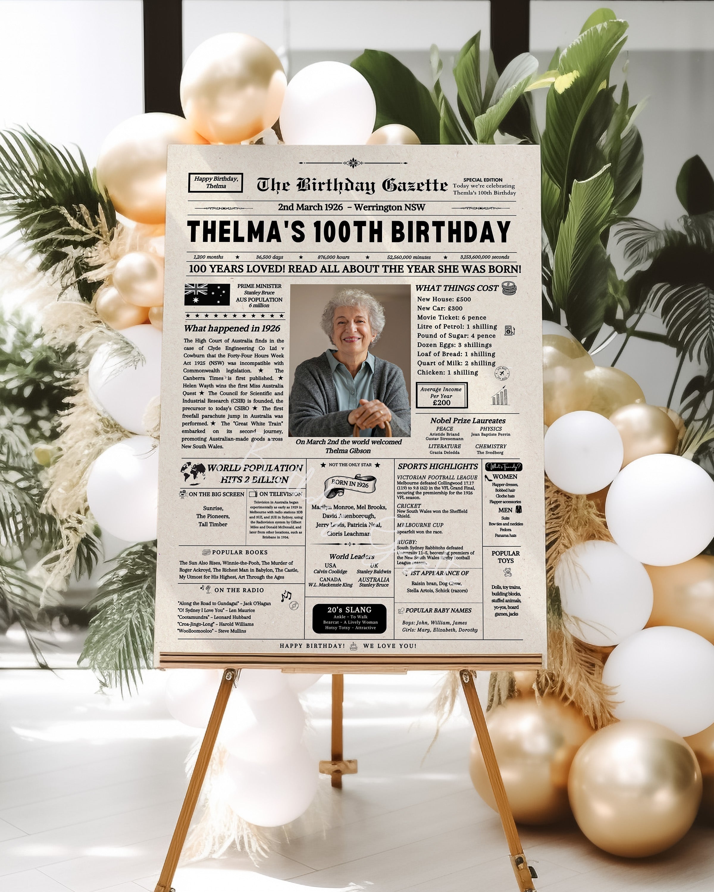 100th Birthday Newspaper Customized Australia Secondary image