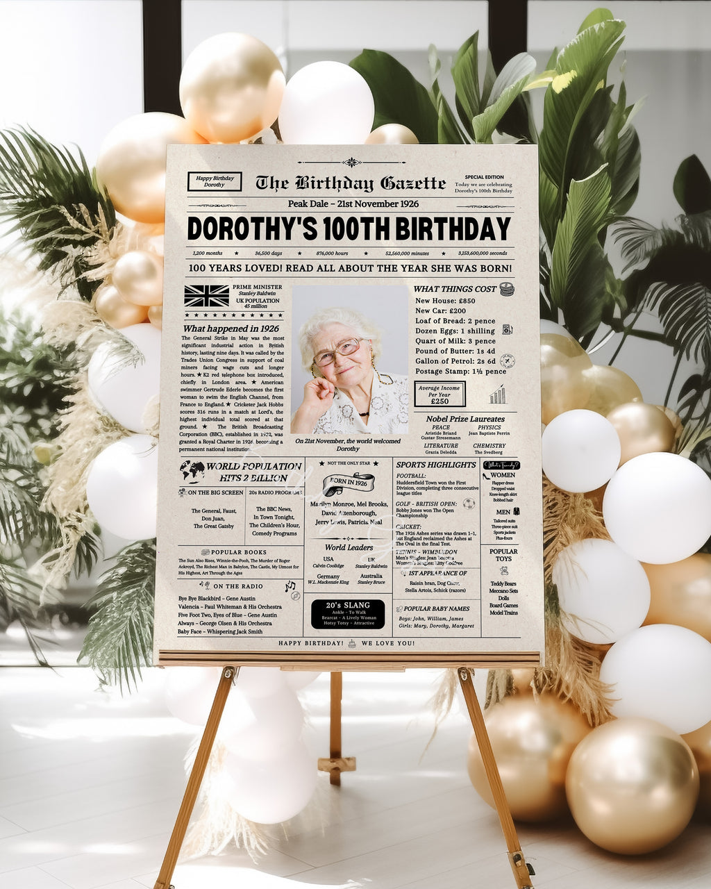 100th Birthday Newspaper Customized UK