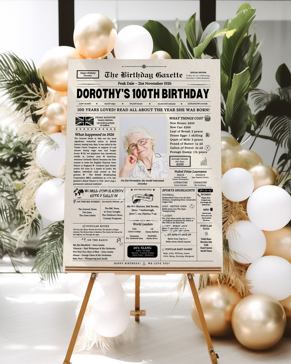100th Birthday Newspaper Customized UK