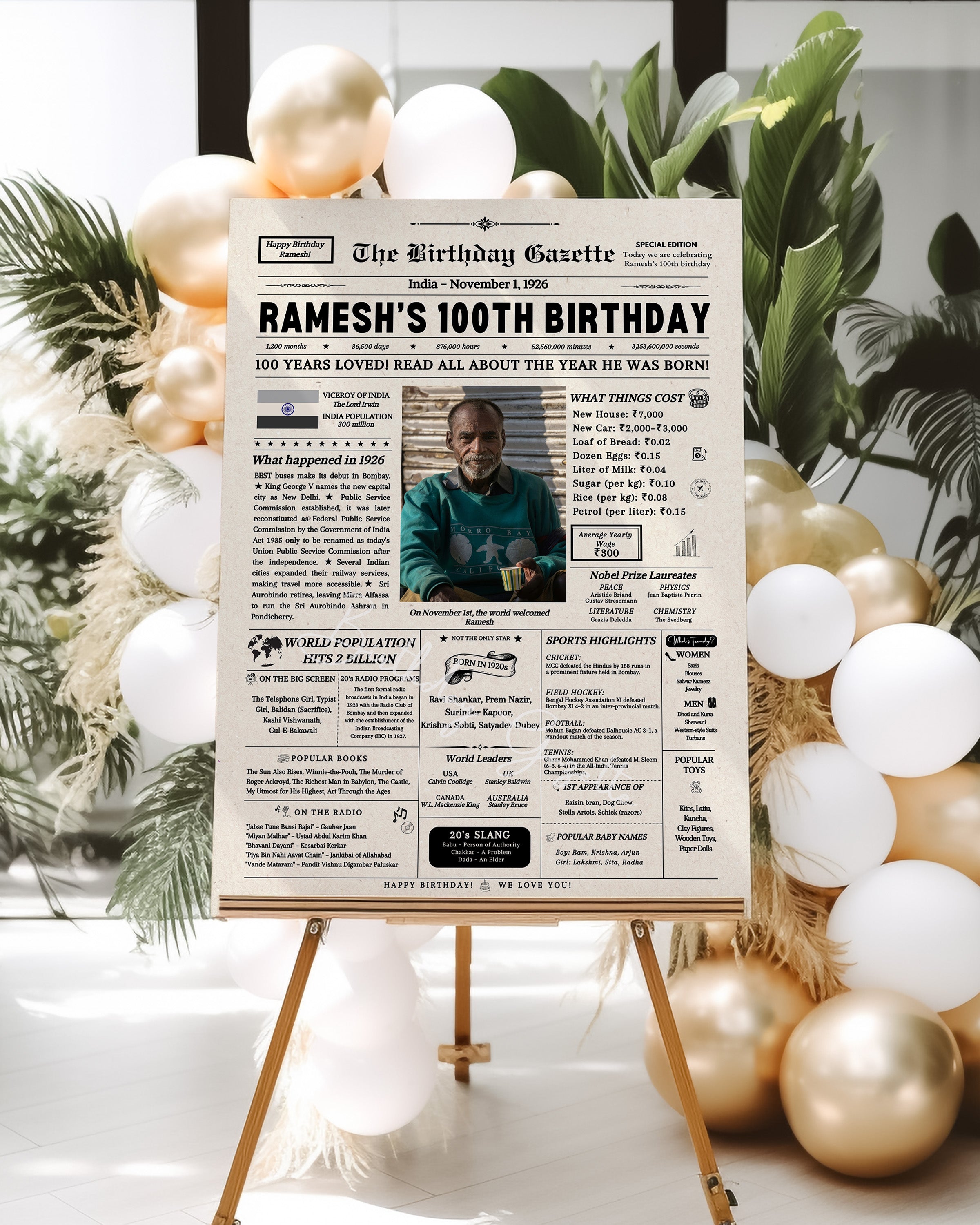 100th Birthday Newspaper Customized India Secondary image