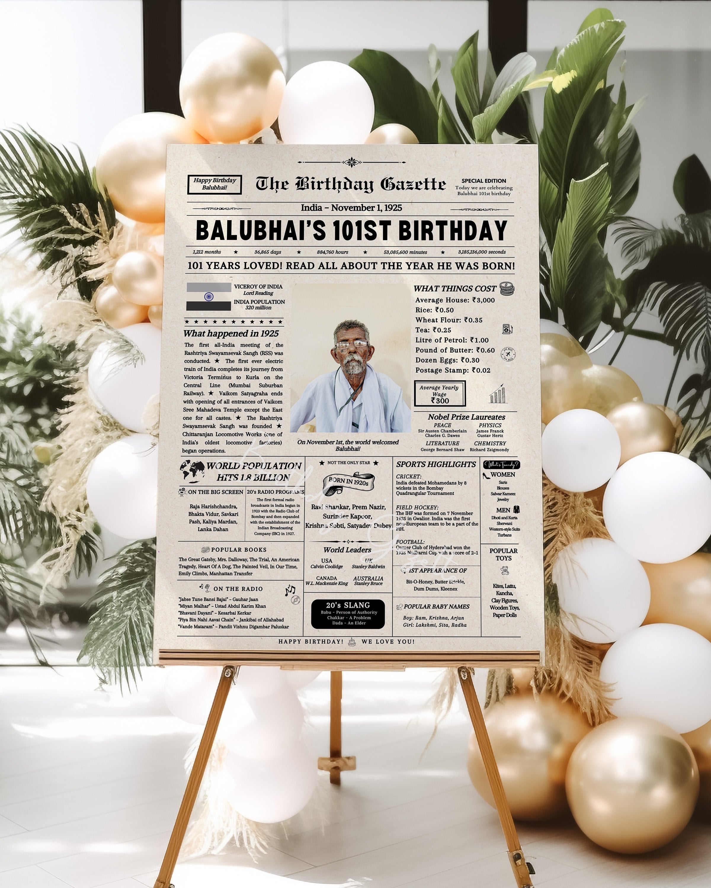 101st Birthday Newspaper Customized India Secondary image