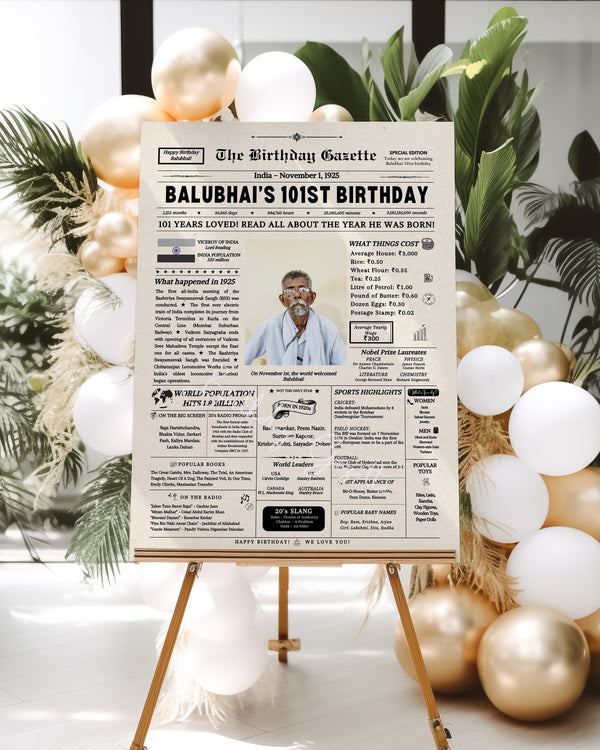 101st Birthday Newspaper Customized India