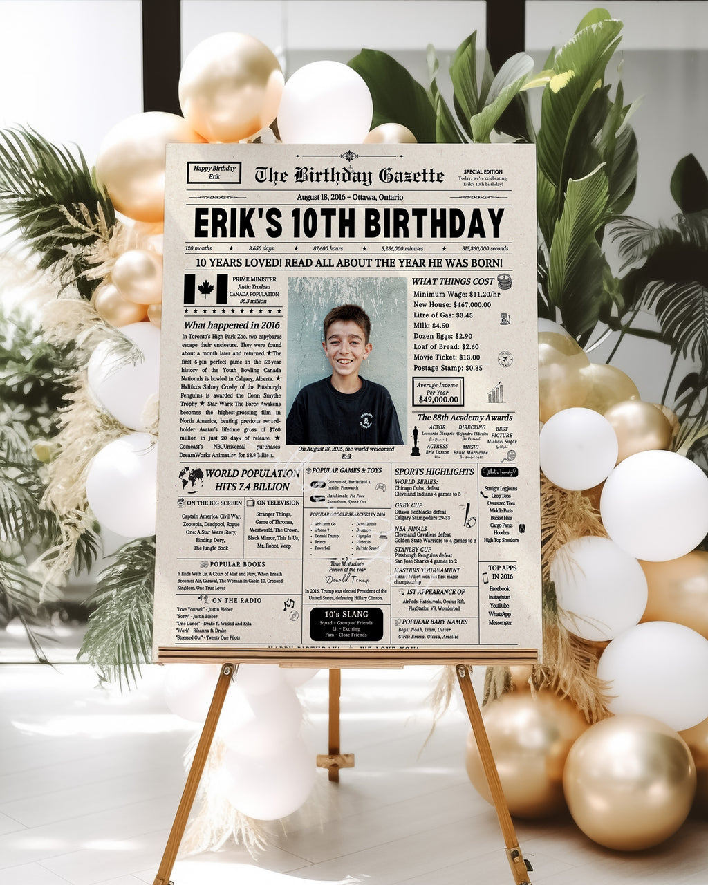 10th Birthday Newspaper Customized Canada