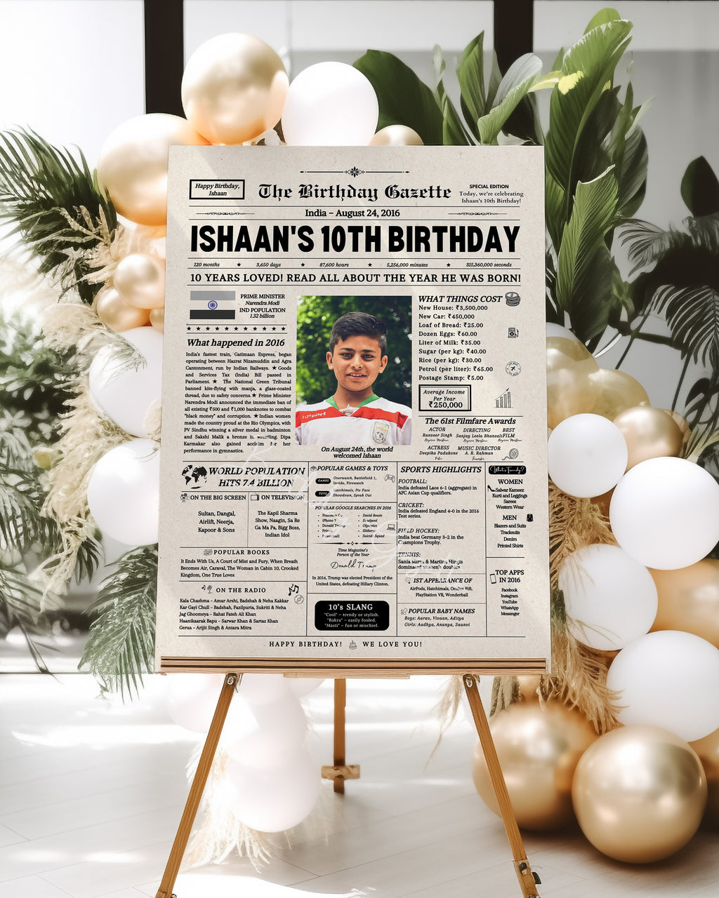 10th Birthday Newspaper Customized India