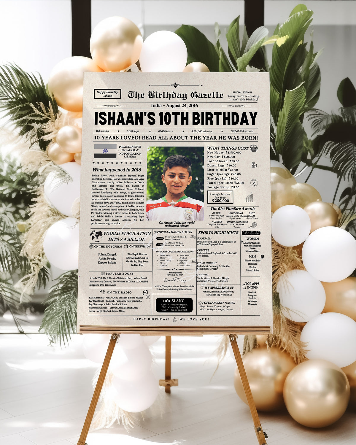 10th Birthday Newspaper Customized India
