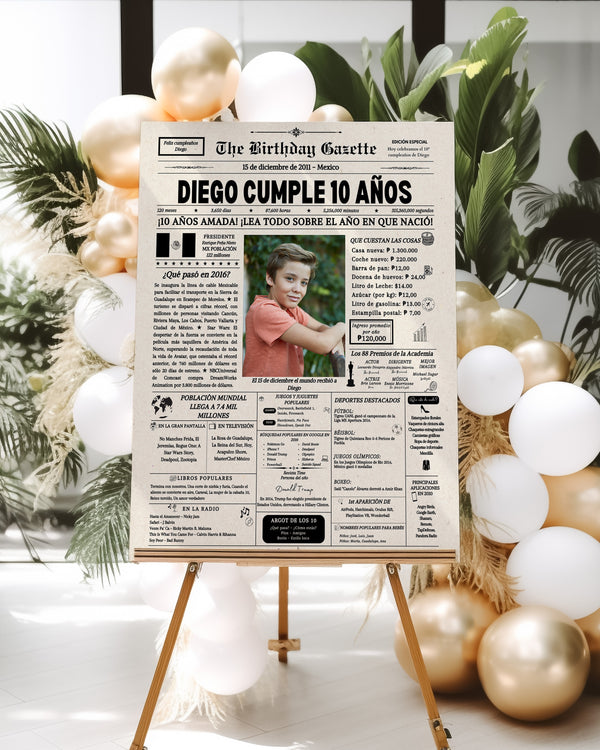 10th Birthday Newspaper Customized Mexico