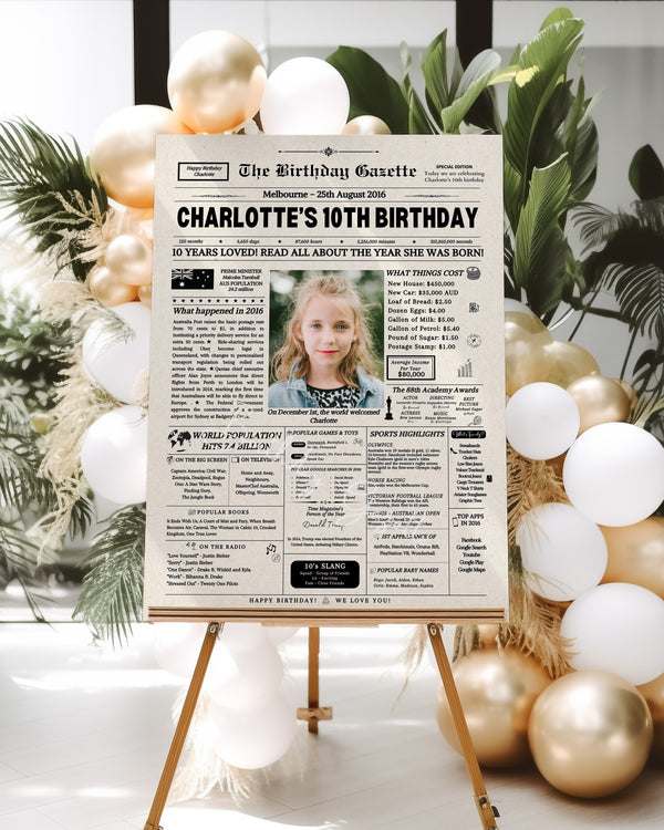 10th Birthday Newspaper Customized Australia