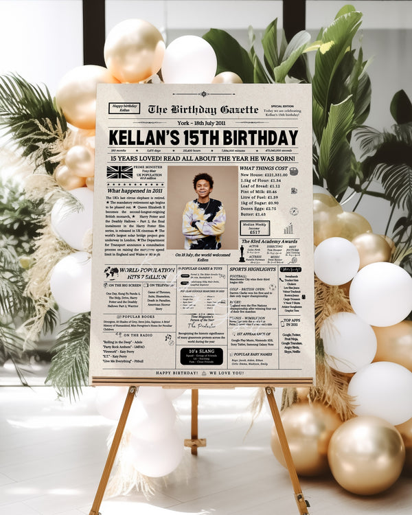 15th Birthday Newspaper Customized UK