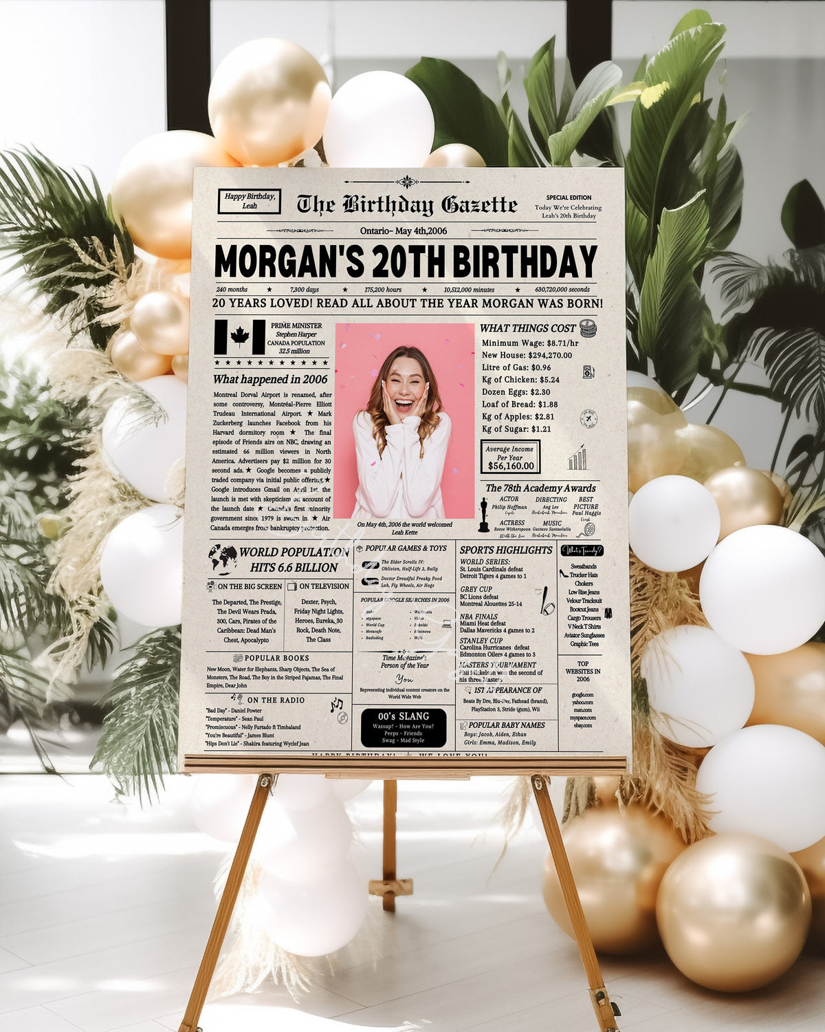 20th Birthday Newspaper Customized Canada