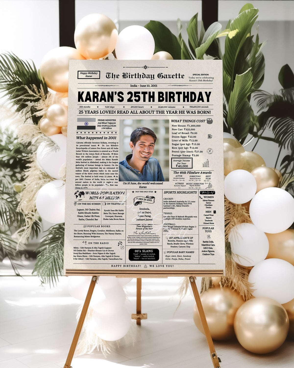 25th Birthday Newspaper Customized India