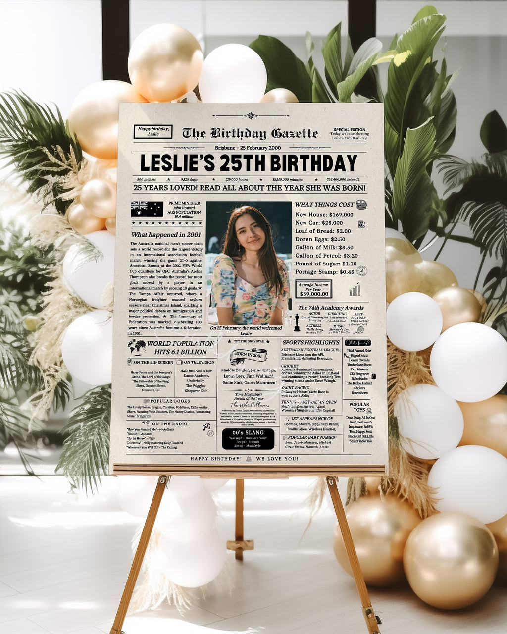 25th Birthday Newspaper Customized Australia