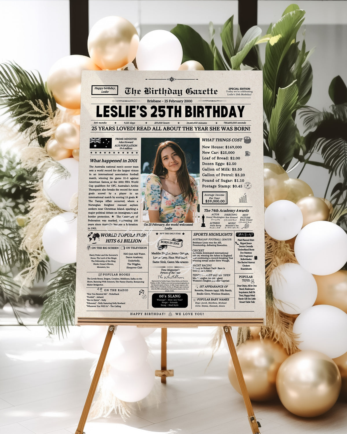 25th Birthday Newspaper Customized Australia