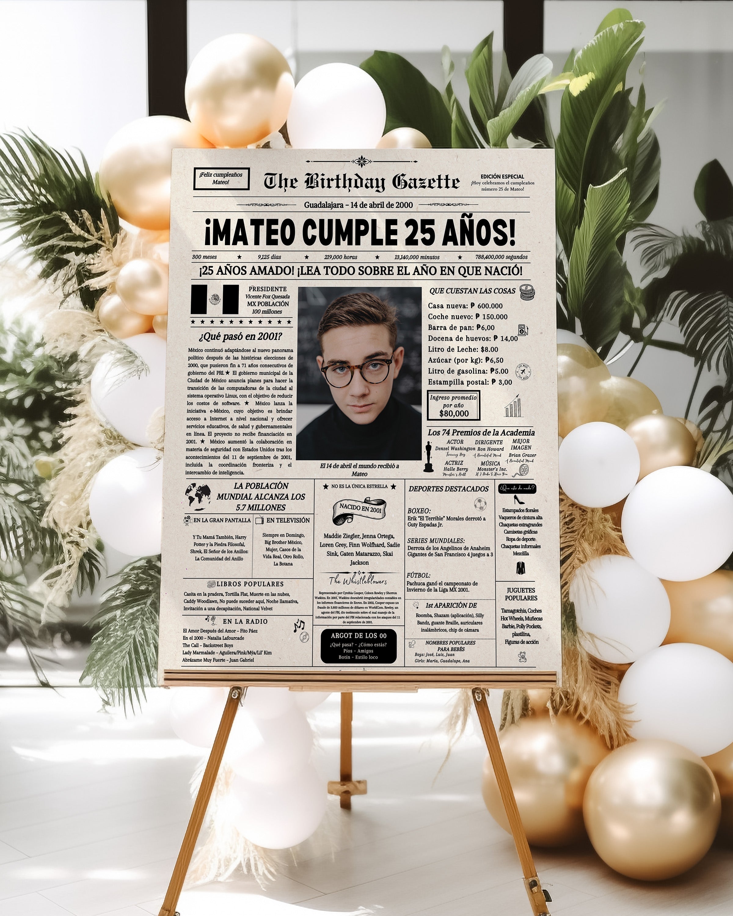 25th Birthday Newspaper Customized Mexico Secondary image