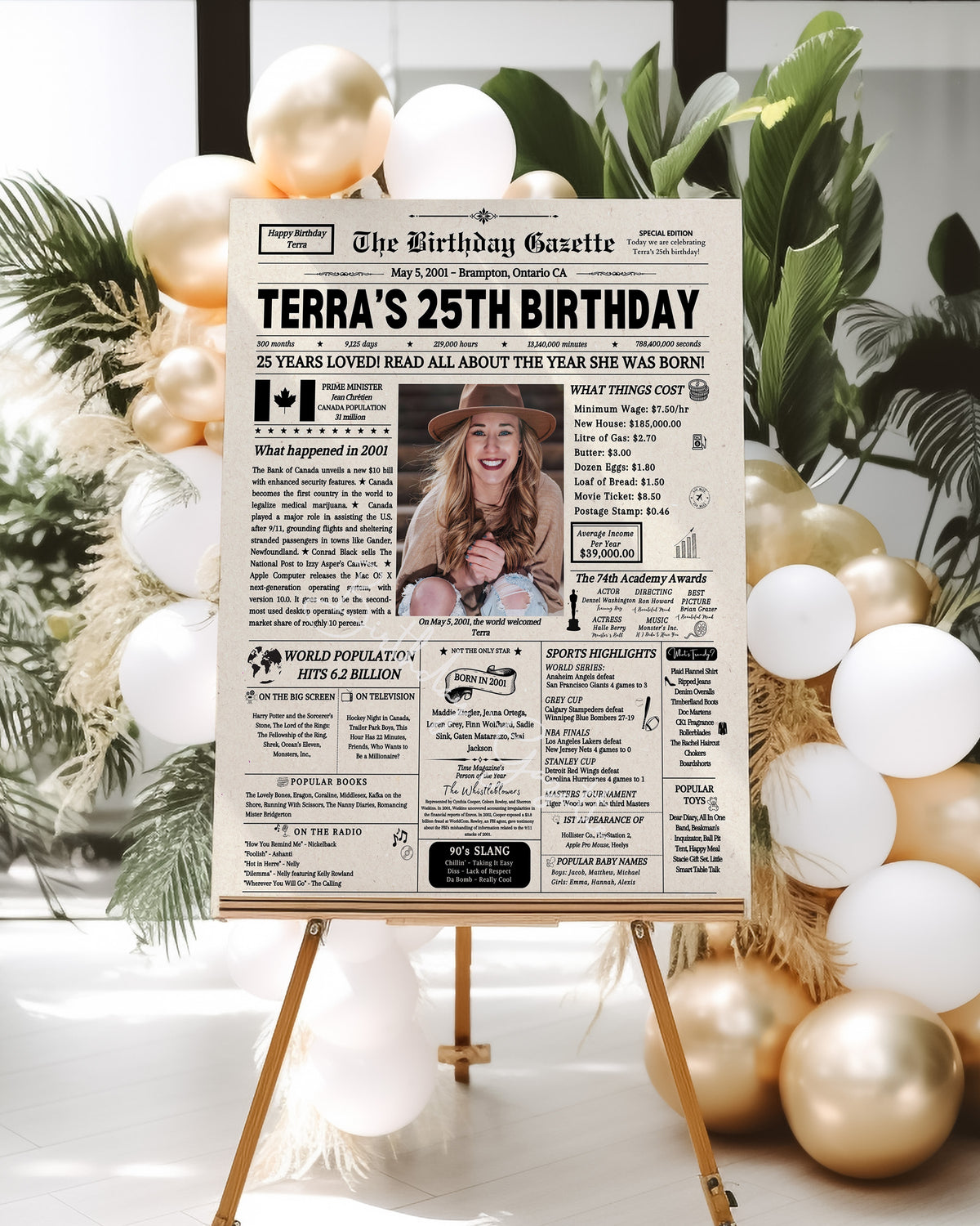 25th Birthday Newspaper Customized Canada