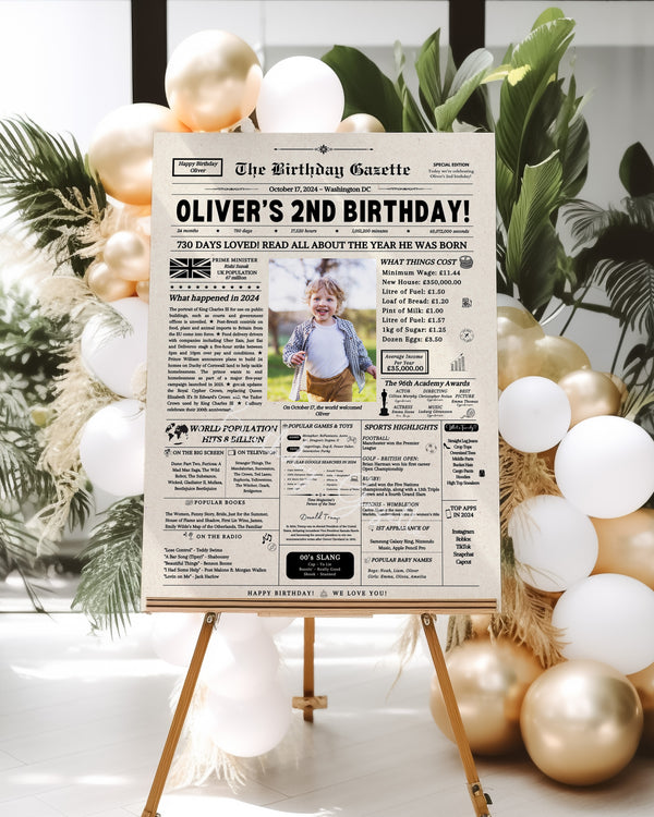 2nd Birthday Newspaper Customized UK