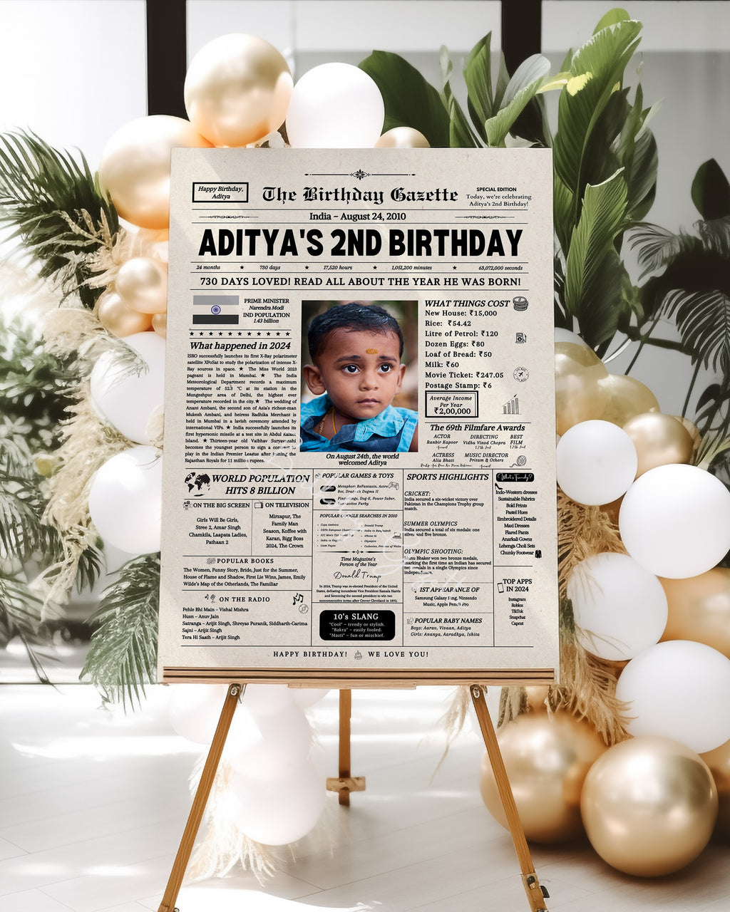 2nd Birthday Newspaper Customized India