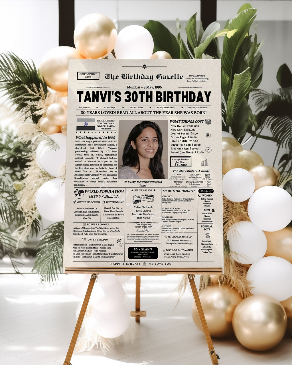 30th Birthday Newspaper Customized India