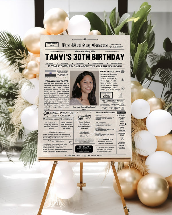 30th Birthday Newspaper Customized India