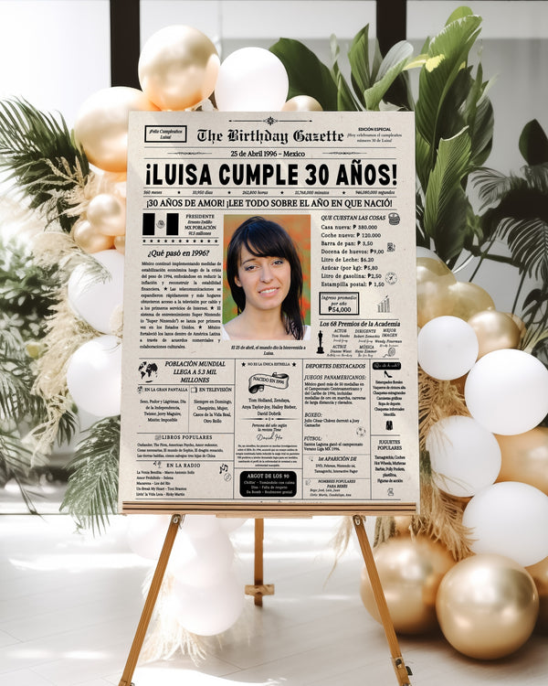 30th Birthday Newspaper Customized Mexico