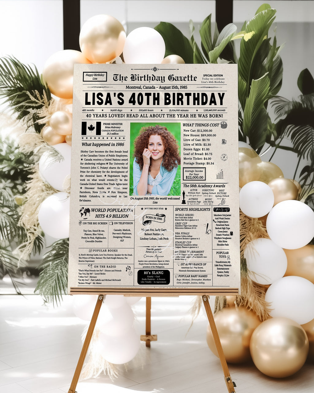 40th Birthday Newspaper Customized Canada