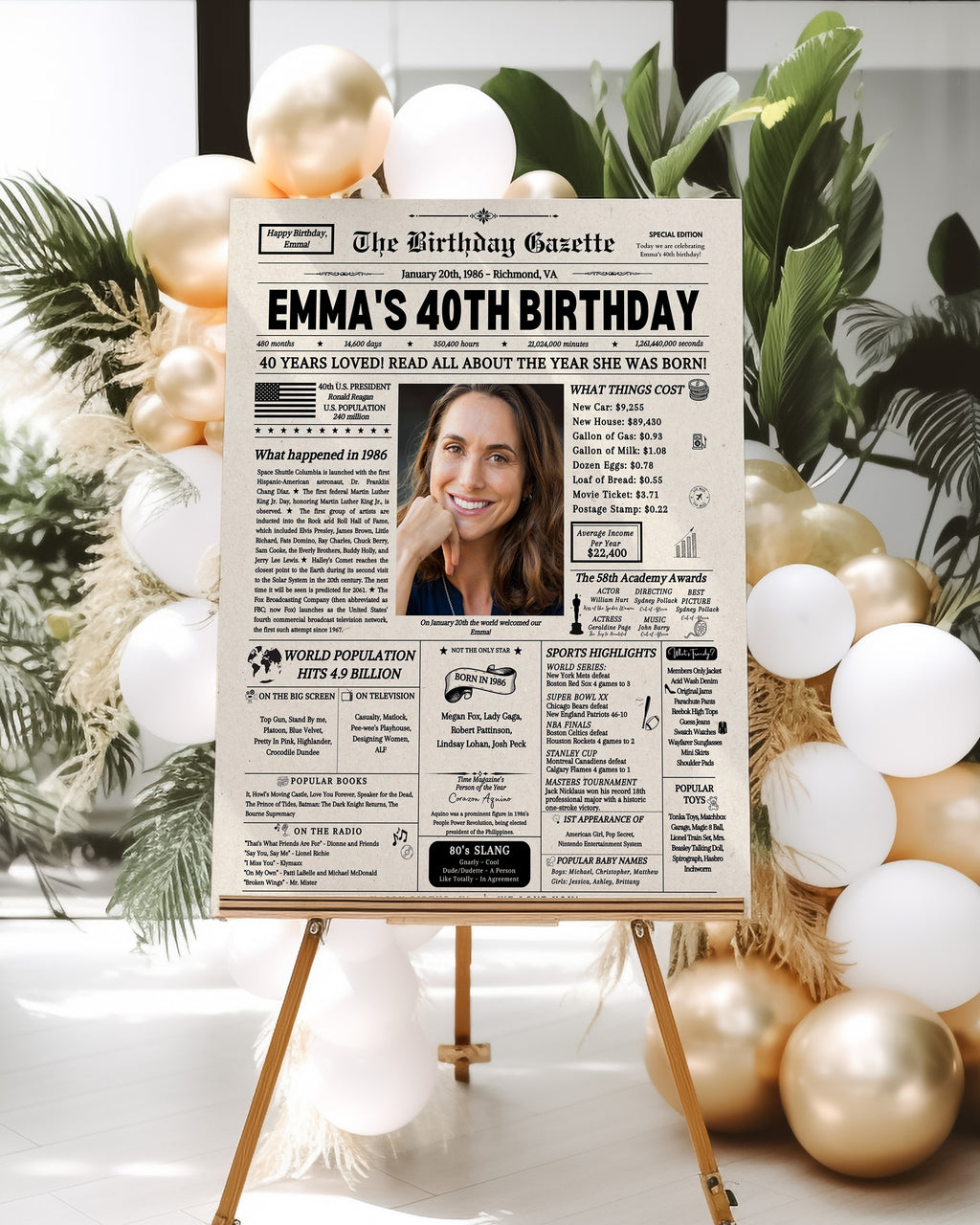 40th Birthday Newspaper Customized USA