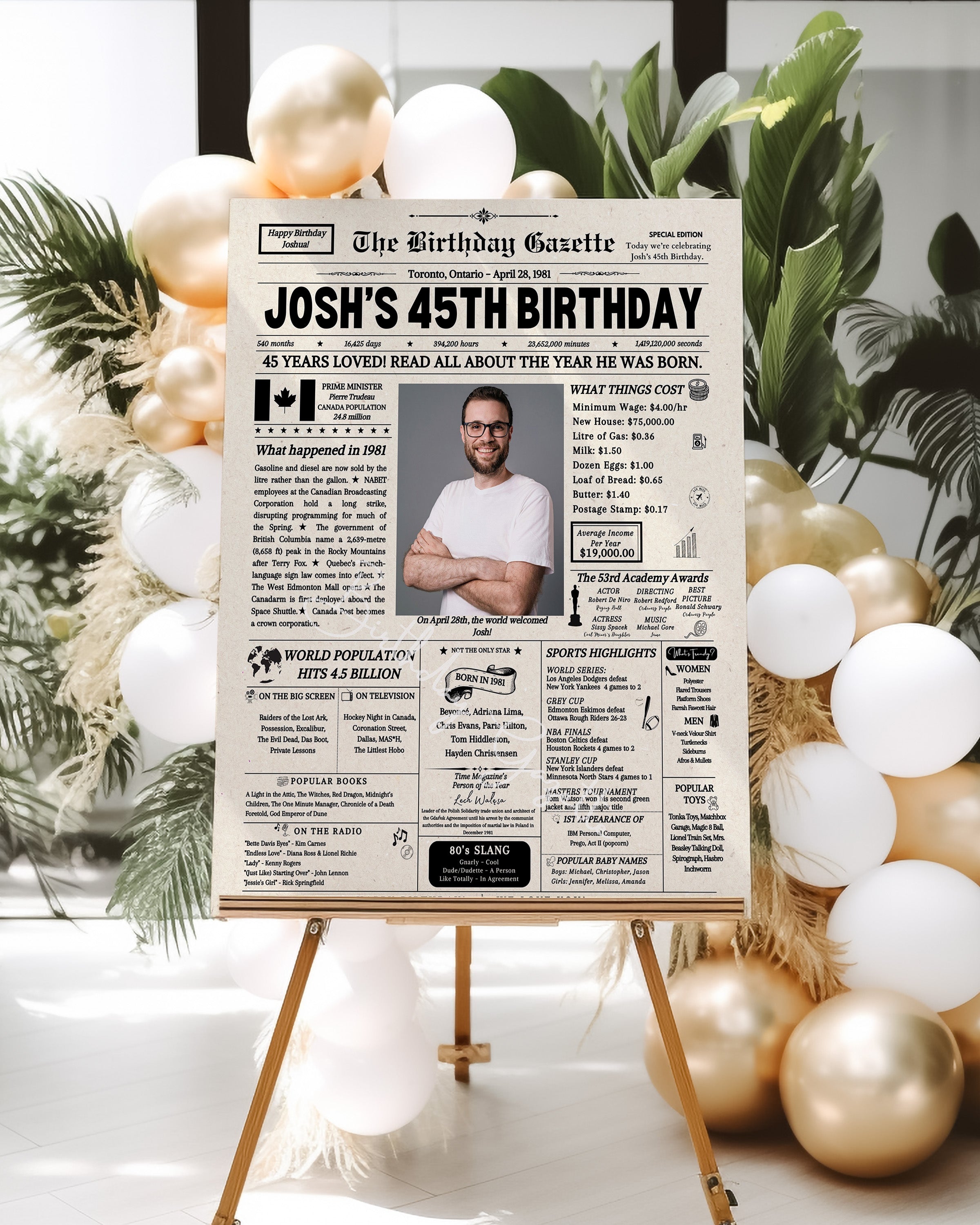 45th Birthday Newspaper Customized Canada Secondary image