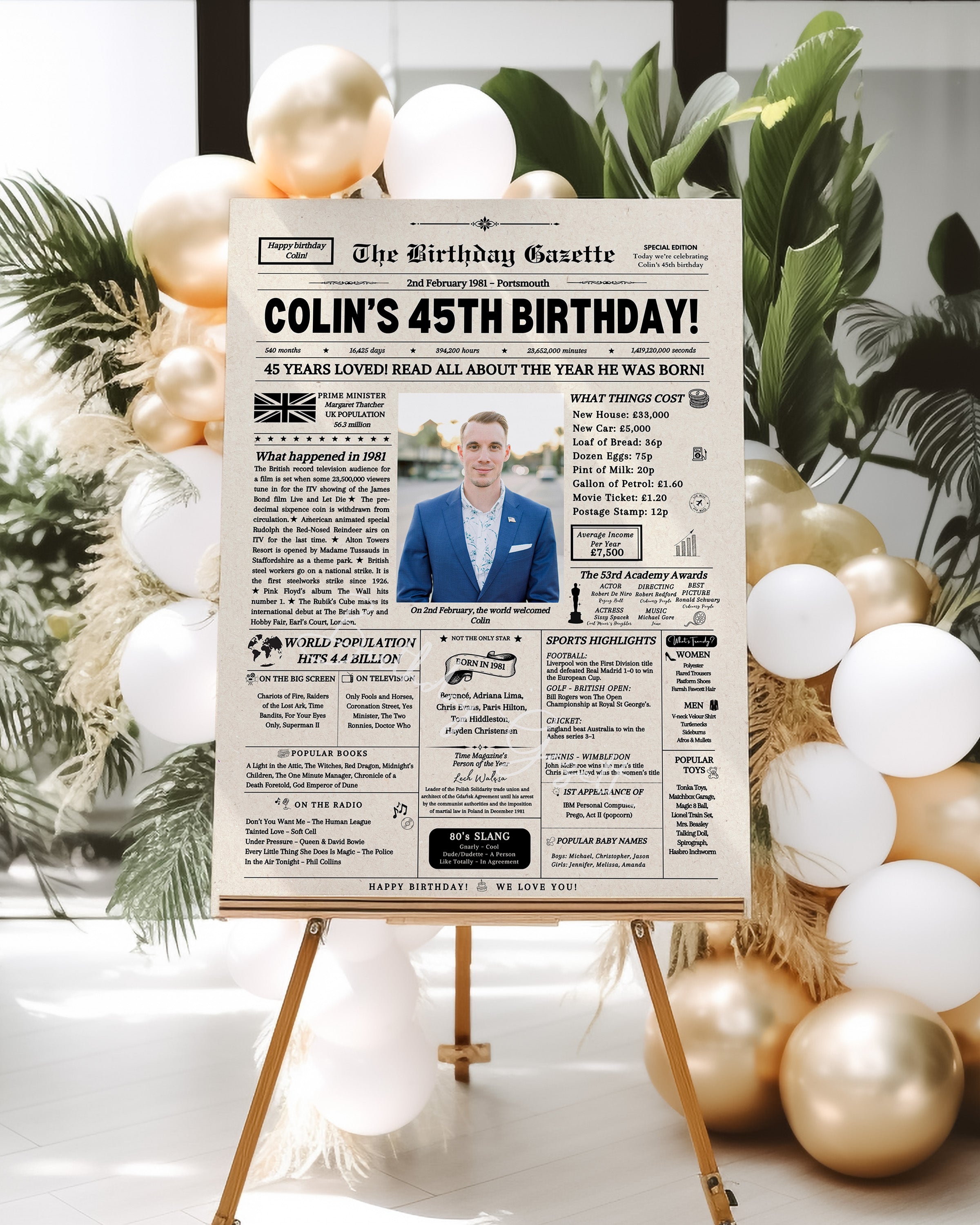 45th Birthday Newspaper Customized UK Secondary image