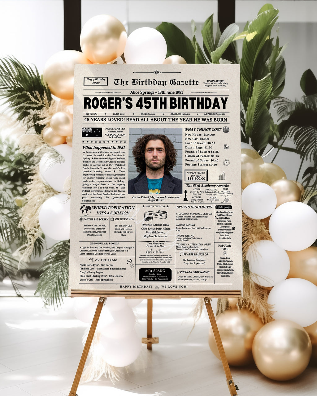 45th Birthday Newspaper Customized Australia