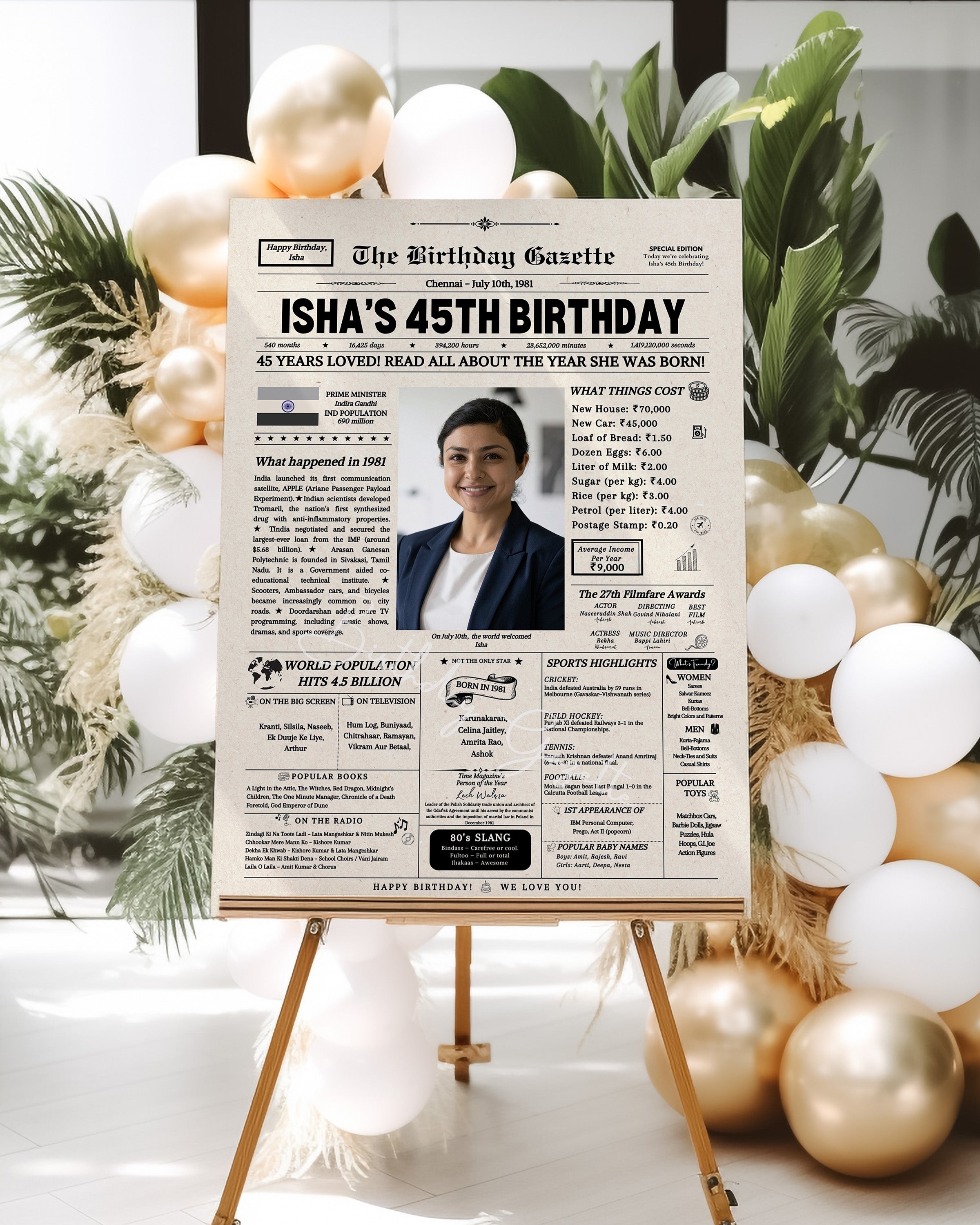 45th Birthday Newspaper Customized India Secondary image