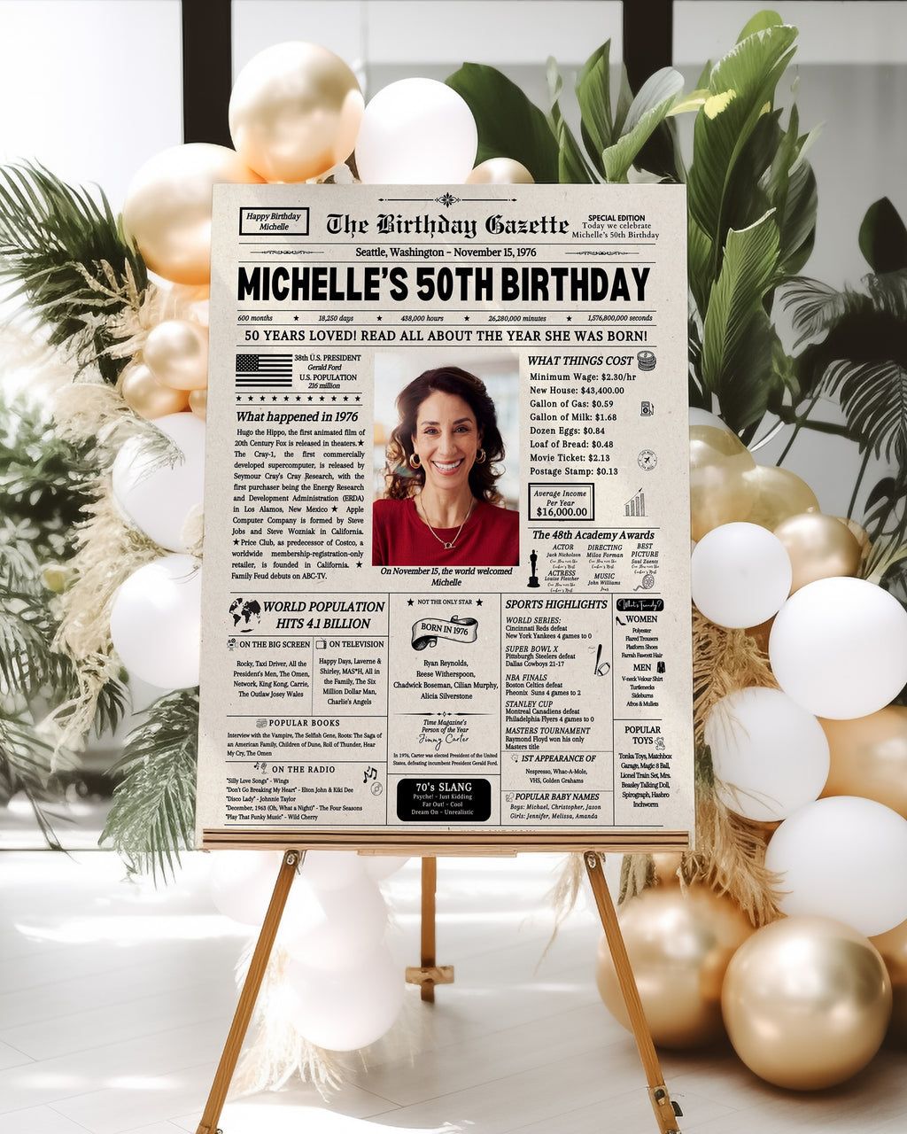 50th Birthday Newspaper Customized USA