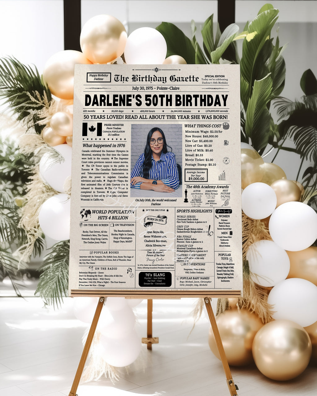 50th Birthday Newspaper Customized Canada