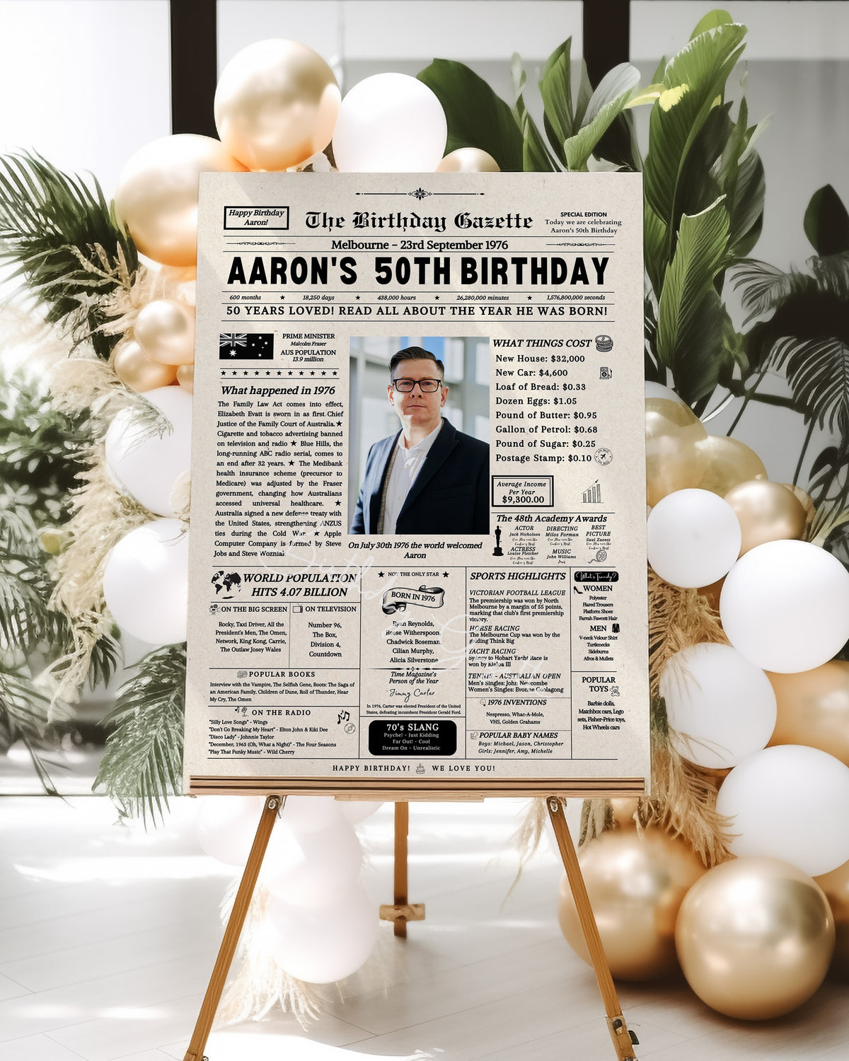 50th Birthday Newspaper Customized Australia