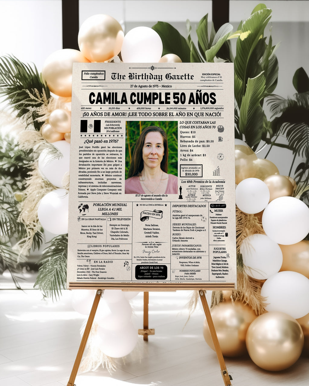 50th Birthday Newspaper Customized Mexico