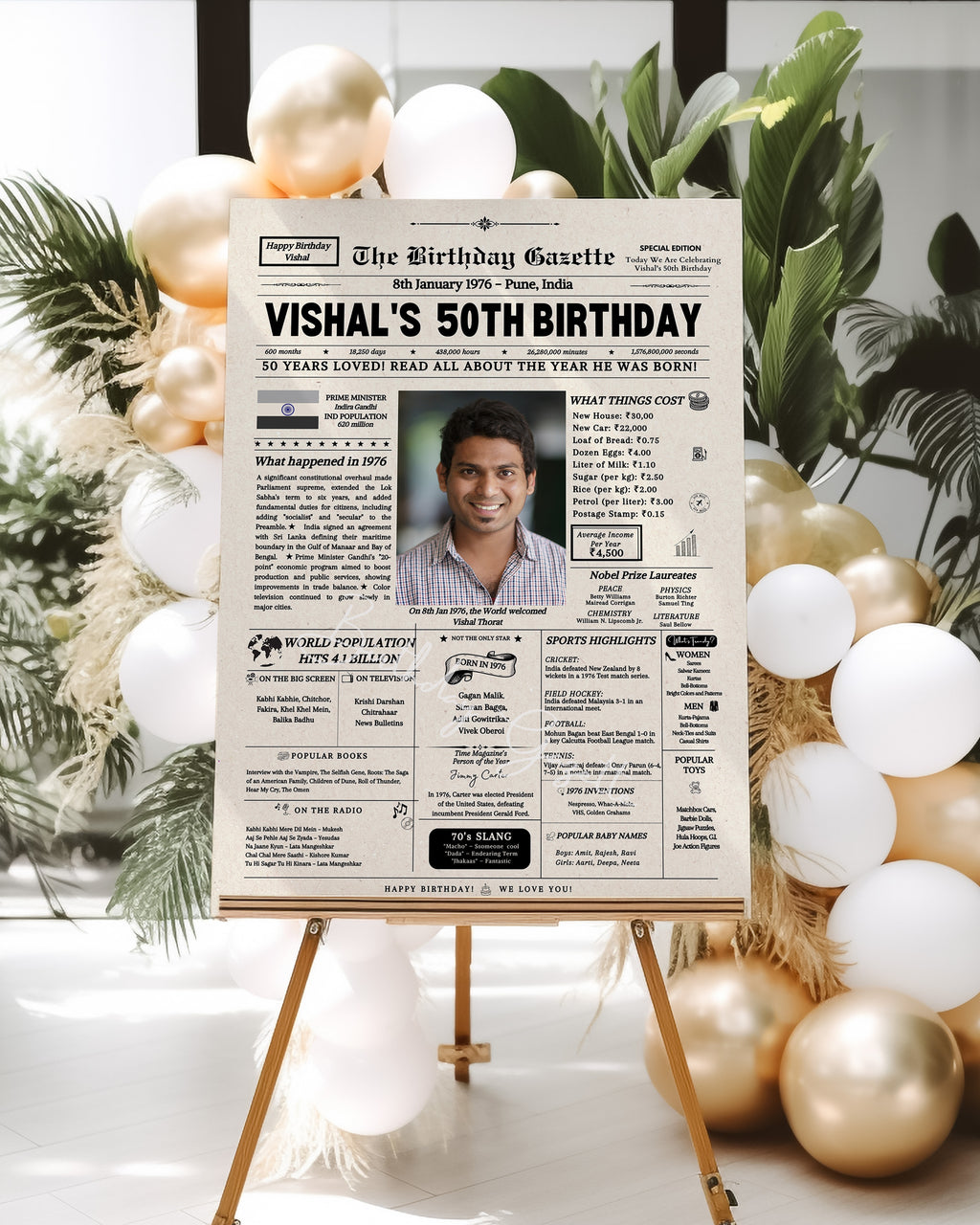 50th Birthday Newspaper Customized India