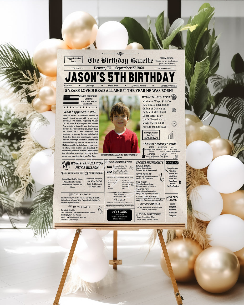 5th Birthday Newspaper Customized USA