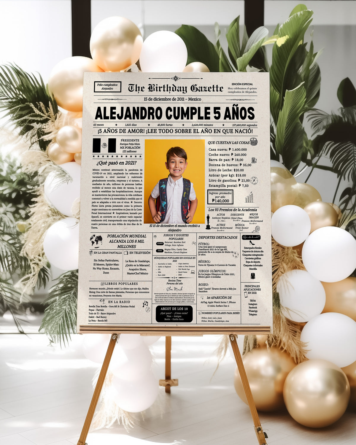 5th Birthday Newspaper Customized Mexico