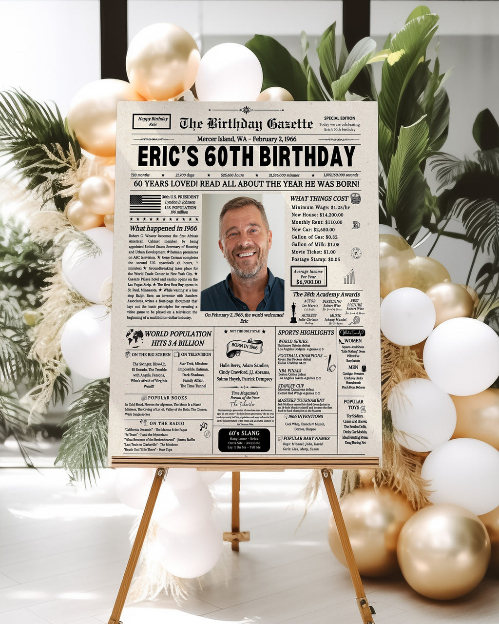 60th Birthday Newspaper Customized USA