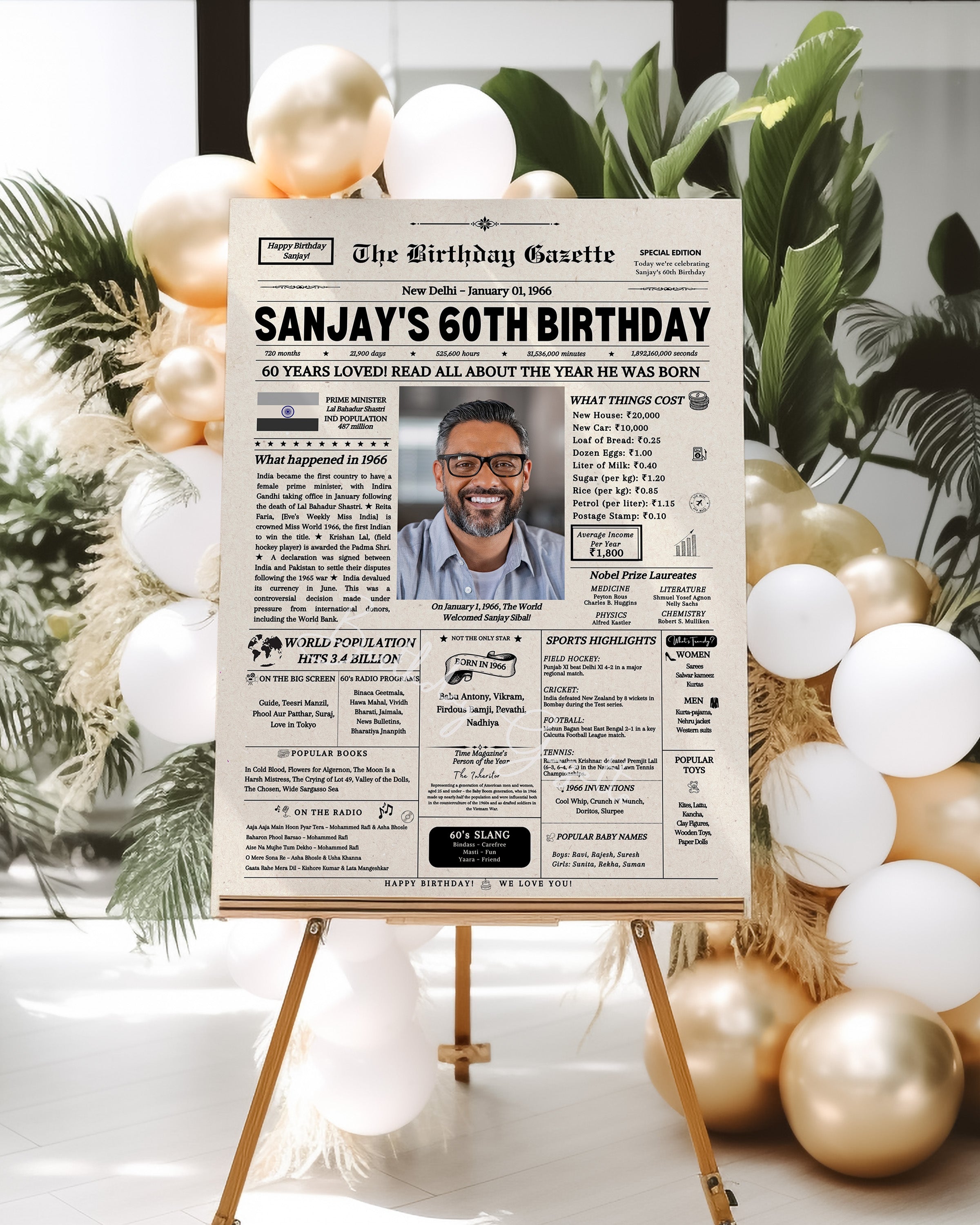 60th Birthday Newspaper Customized India Secondary image