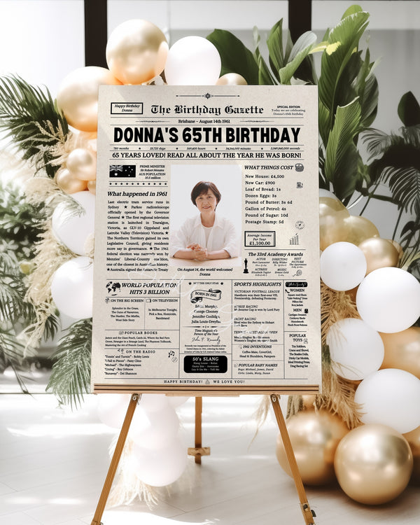 65th Birthday Newspaper Customized Australia