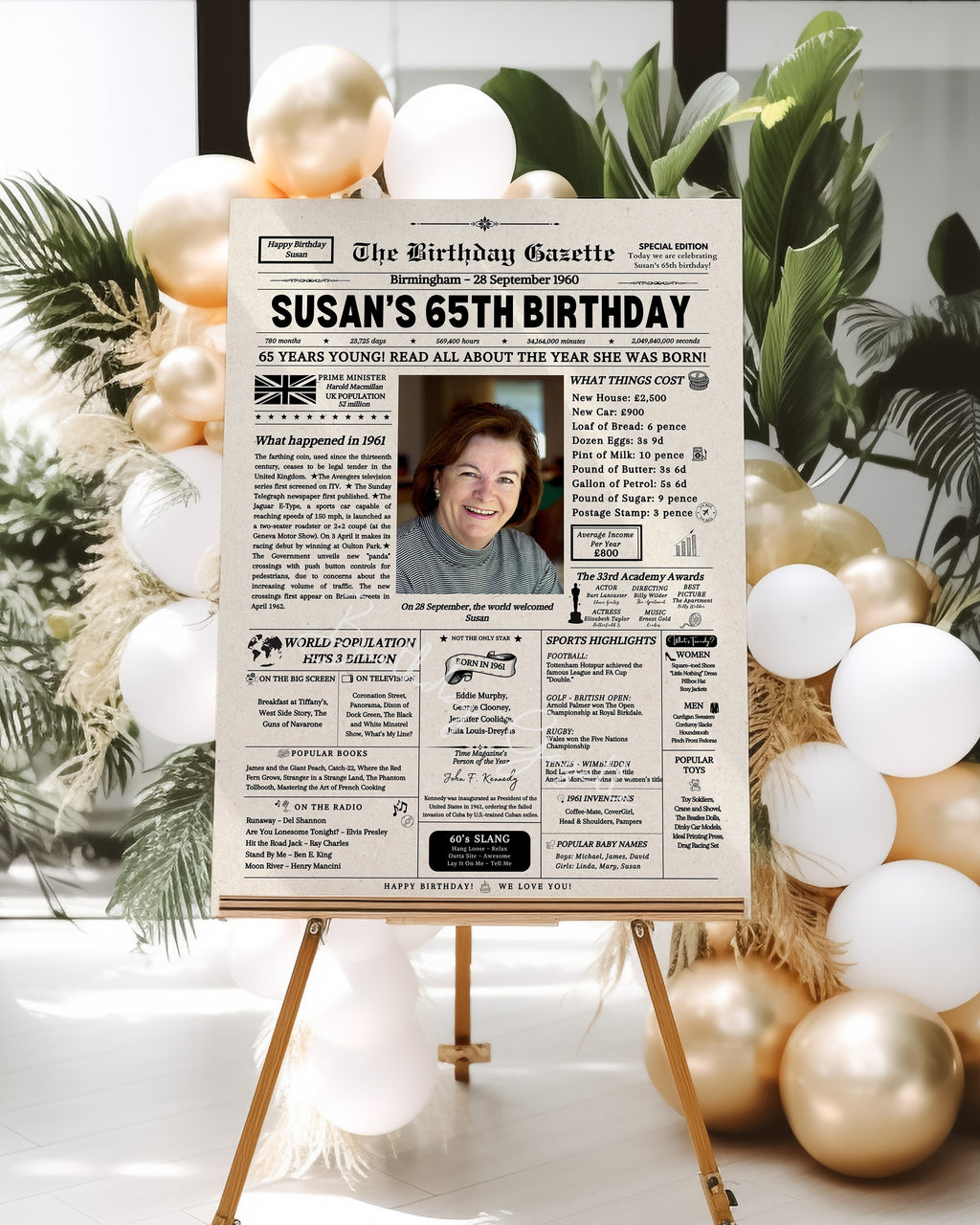 65th Birthday Newspaper Customized UK