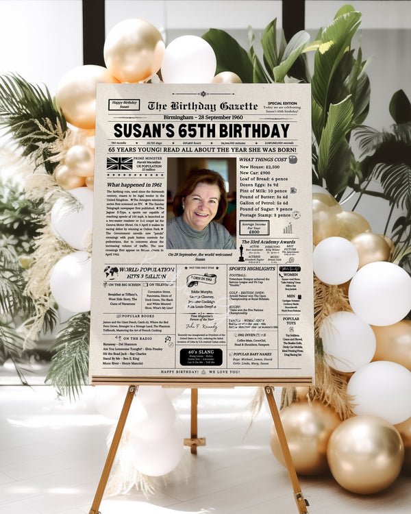 65th Birthday Newspaper Customized UK