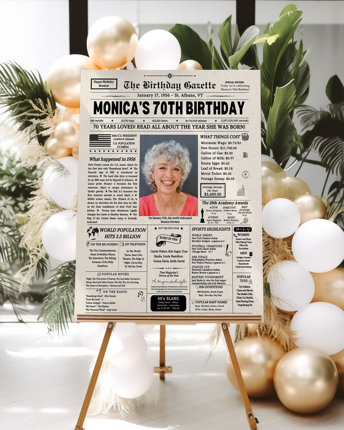 70th Birthday Newspaper Customized USA