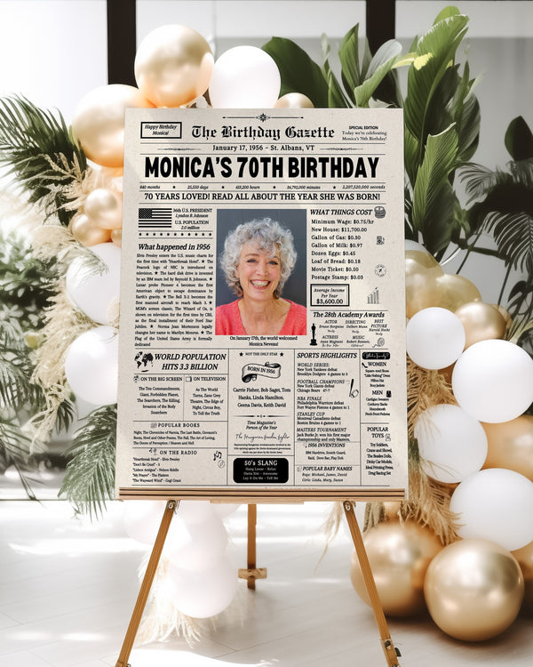 70th Birthday Newspaper Customized USA
