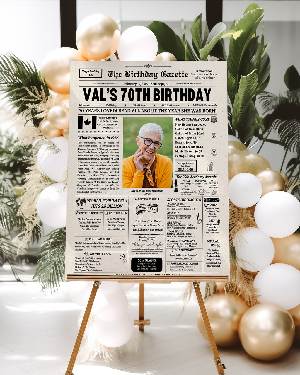 70th Birthday Newspaper Customized Canada