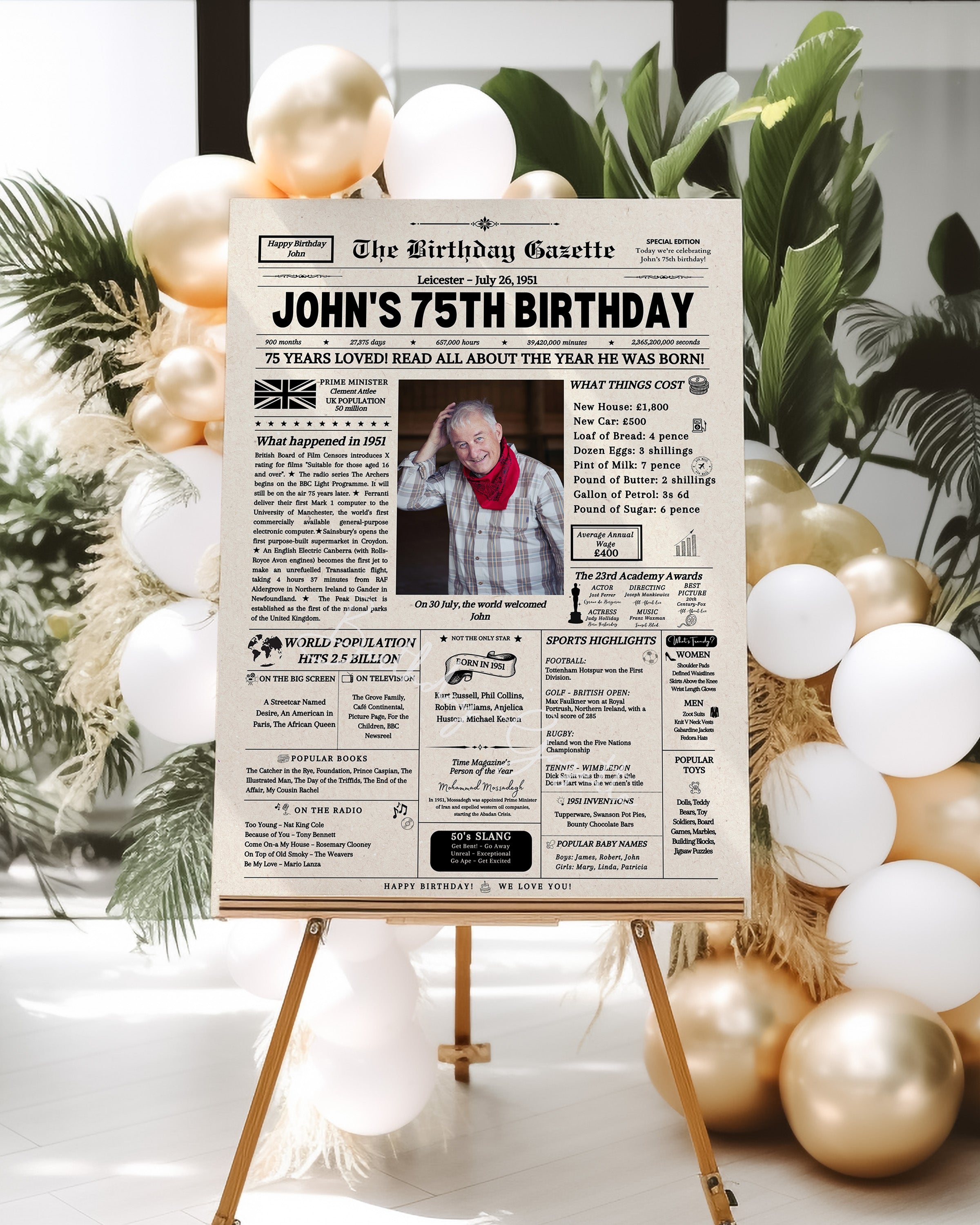 75th Birthday Newspaper Customized UK Secondary image