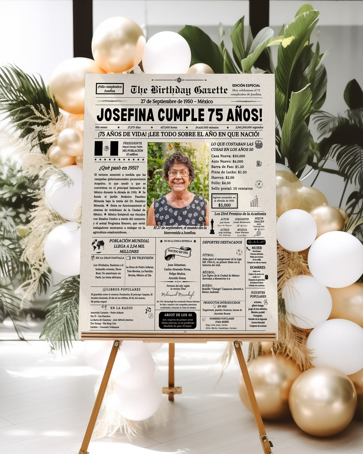 75th Birthday Newspaper Customized Mexico