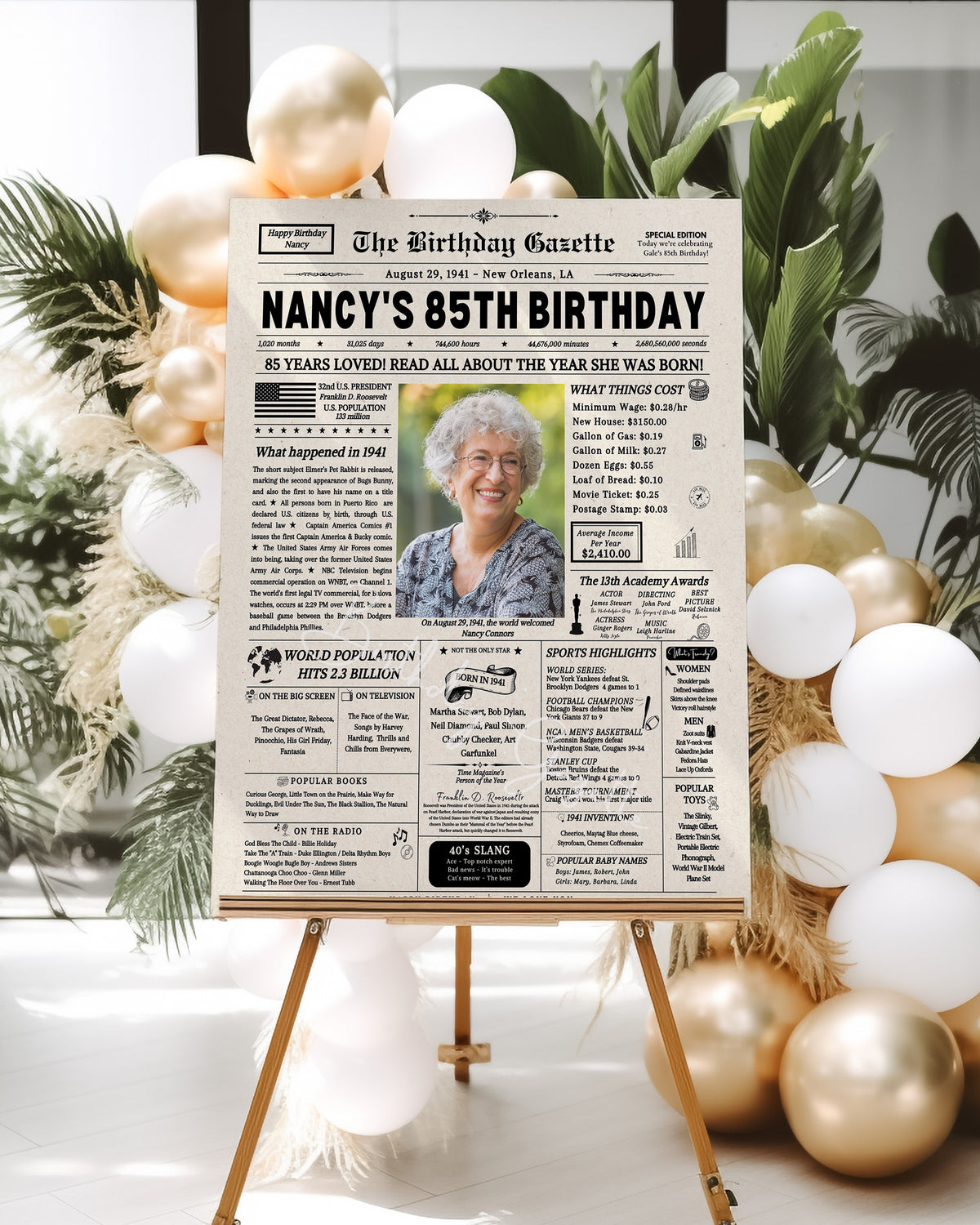 85th Birthday Newspaper Customized USA