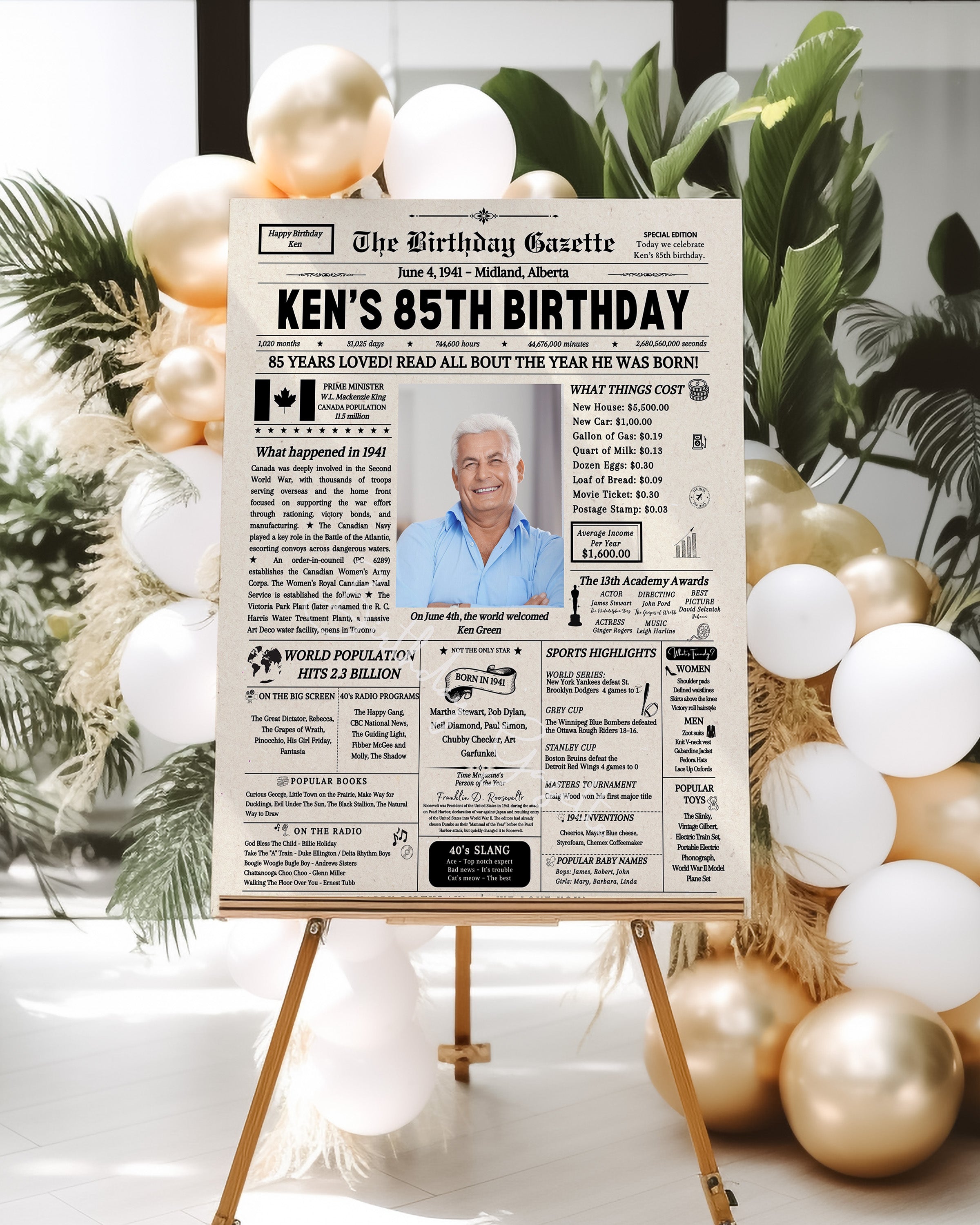 85th Birthday Newspaper Customized Canada Secondary image