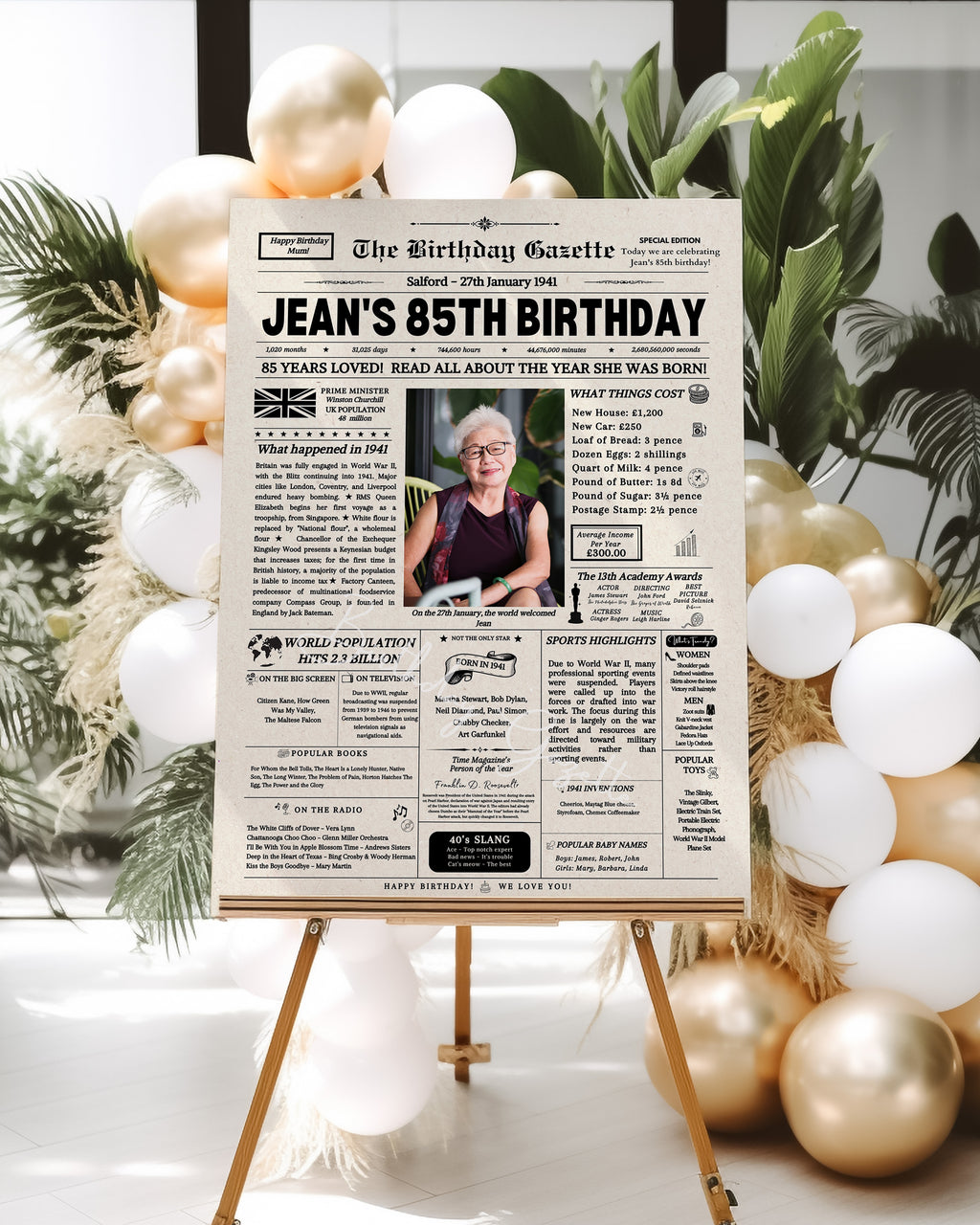 85th Birthday Newspaper Customized UK